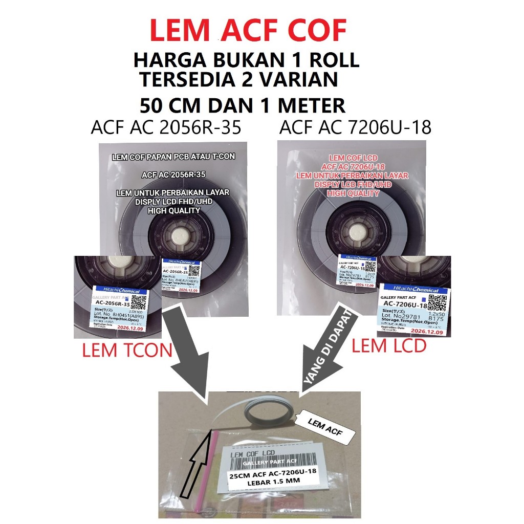 Lem karbon konduktif / lem ic cof lcd / lem tcon / lem acf- tv - monitor - led tv - lcd tv - lem per
