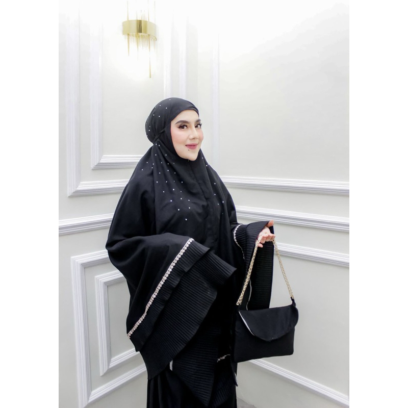 MUKENA MIKRO PREMIUM SWAROSKOVI MUTIARA AMARA SERIES JUMBO MEWAH RESSLETING 2in1