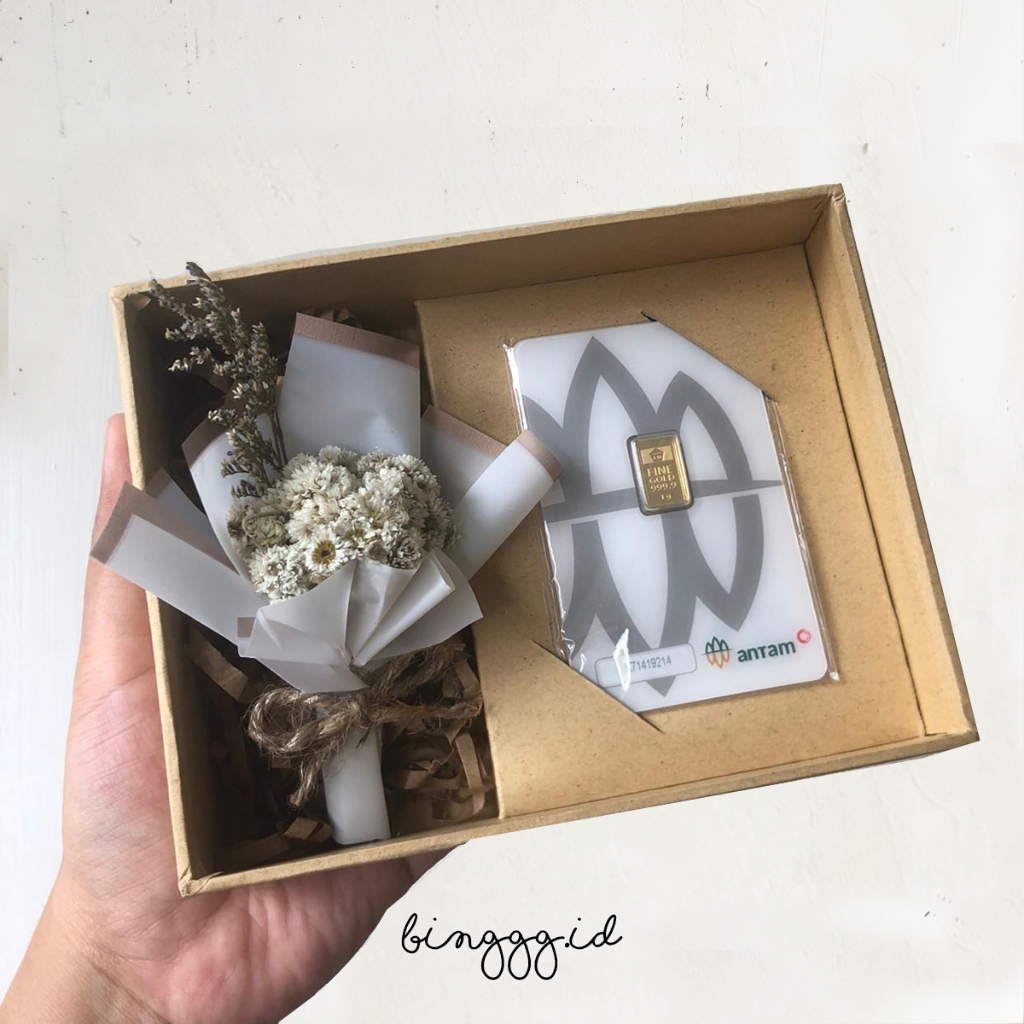 

[INSTAN AREA MALANG] KOTAK KADO EMAS ANTAM MINI (BOX SAJA + BOUQUET) CUSTOM MADE BY REQ