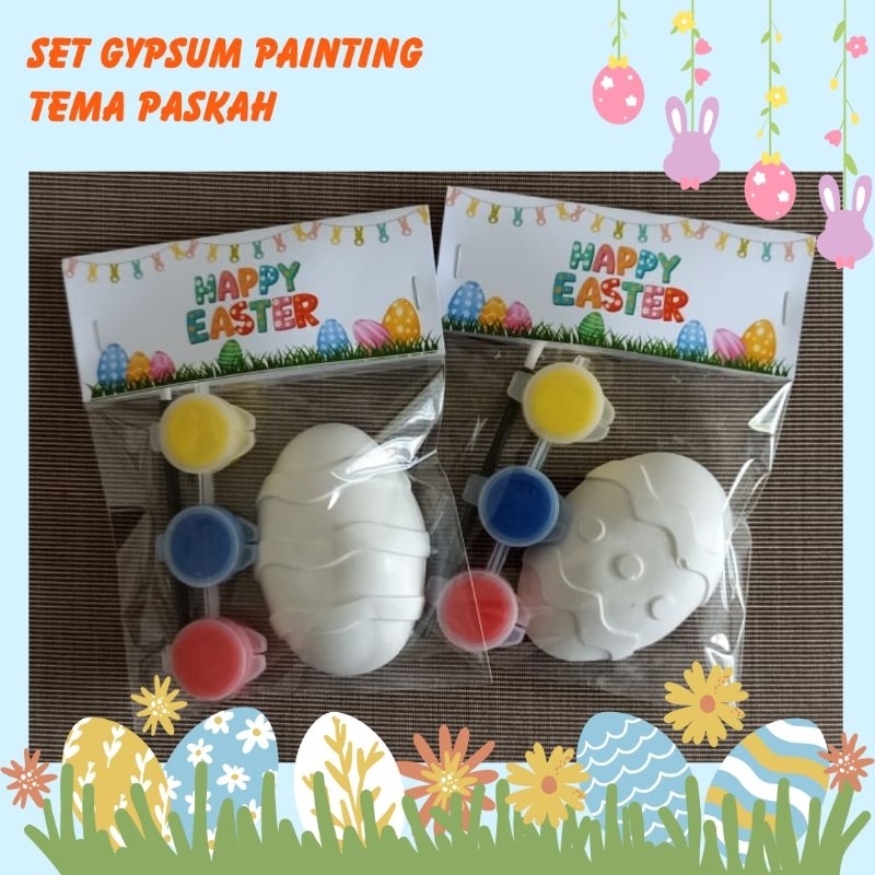 [FABBYNMOMMY] - 1 SET GYPSUM LUKIS TEMA PASKAH/ 1 SET BINGKISAN PASKAH/ PAKET MELUKIS TELUR PASKAH