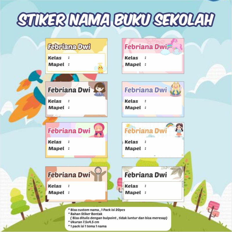 

Stiker Nama Custom Desain Lucu