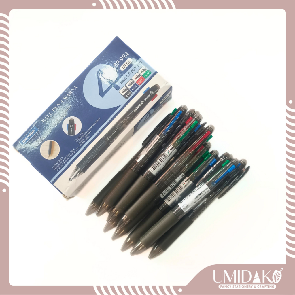

[UMIDAKO] BOLPOIN/BOLPEN/PULPEN WEIYADA 4 IN 1 (4 WARNA)