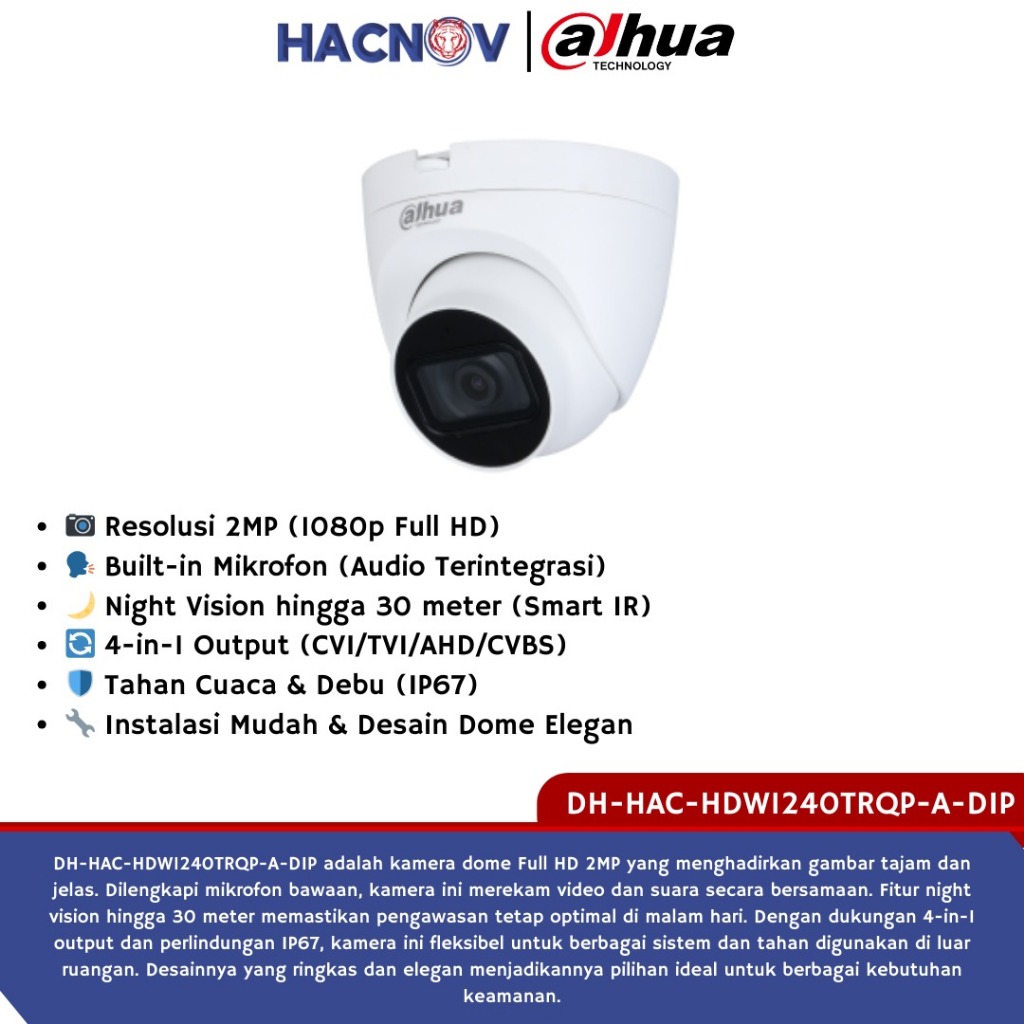 DAHUA Kamera CCTV DH-HAC-HDW1240TRQP-A-DIP