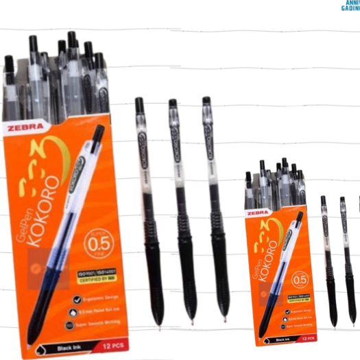 

Kokoro Zebra Pulpen Gel 0.5 HItam - Zebra Kokoro Bolpen Ball Pen Pulpen Pena 0.5 Mm