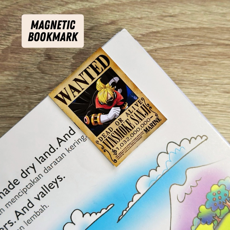 

Magnetic Bookmark Wanted Bismoke Sanji One Piece Pirates Anime - Pembatas Buku Gambar Karakter Kartun Anime One Piece