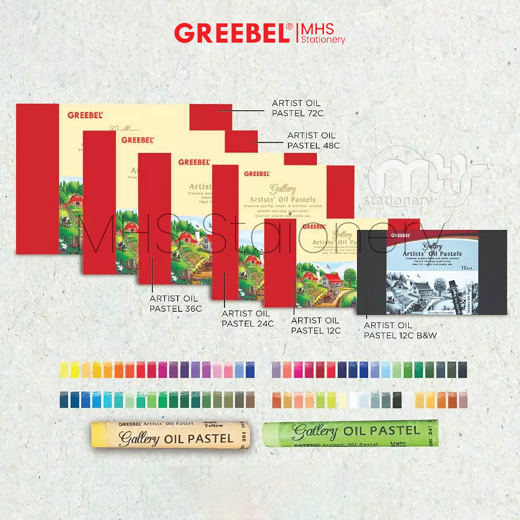 

GREEBEL Artist Oil Pastel Crayon Krayon 12 24 36 48 72Warna Artists Premium Black White Hitam Putih