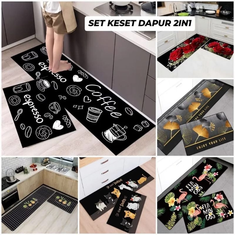 Set Keset Dapur 2IN1 Anti Slip / Keset Dapur Anti Slip / Keset Estetik