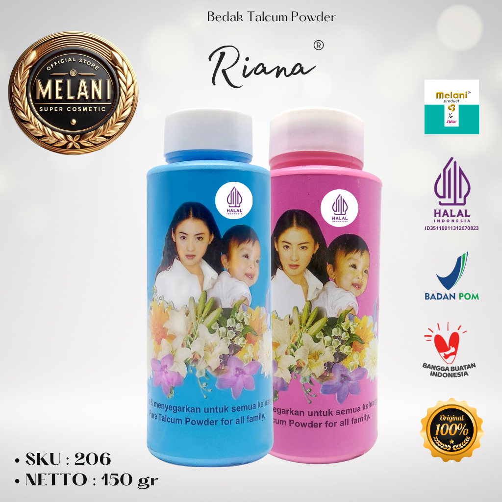 GROSIR 206 Bedak Riana by Melani Botol Plastik 150 gram - BPOM dan HALAL Terdaftar