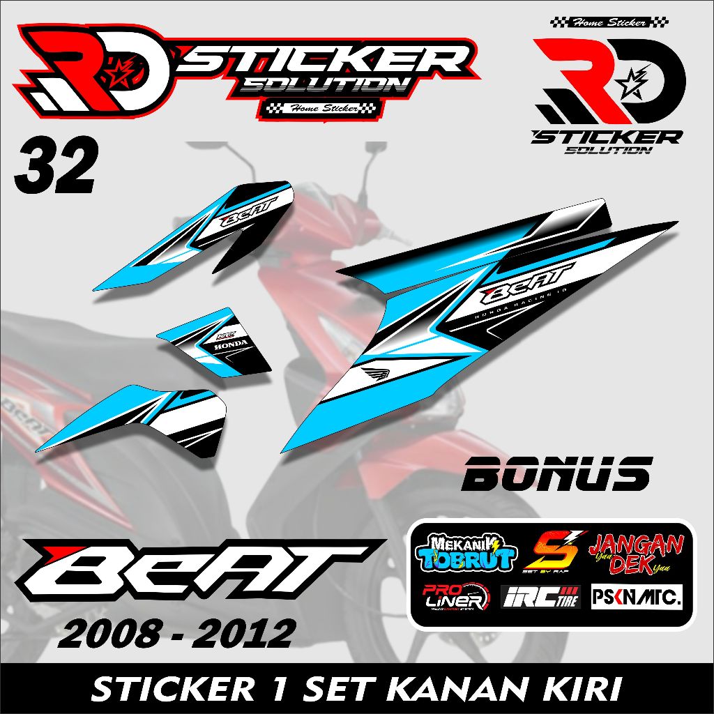 Striping Beat Karbu 2008 2009 2010 2011 2012 Variasi Stiker Skotlet Motor MOTIF GARIS HITAM TERBARU