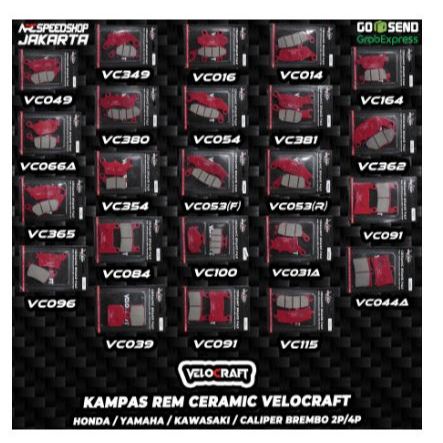 Kampas Rem / Brake Pad VELOCRAFT Ceramic Brake Pad 4P1P 2P1P GP4RS STYLEMA M4 ZX25R ZX4RR NINJA250 Z