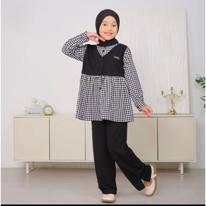 1 Stel Umur 2-13 Tahun Stalan Tanggung Bocah Cod Baju Muslim Usia 4-15 Satelan Tunik Amak Muslimah O