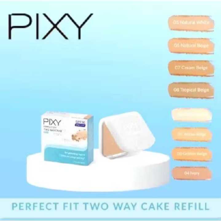 BEDAK WAJAH PIXY PERFECT FIT TWO WAY CAKE REFILL 08 TROPICAL BEIGE 06 NATURAL BEIGE