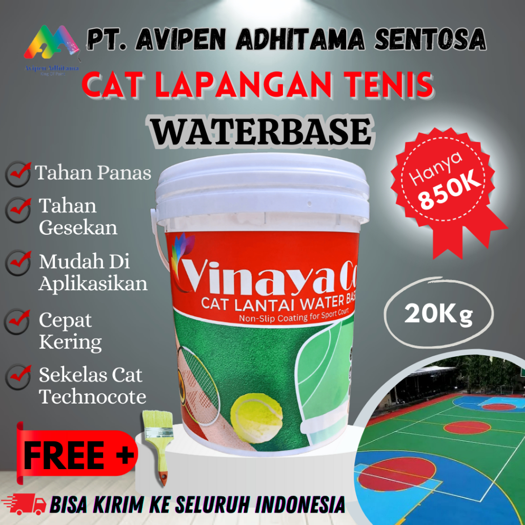 Cat Lapangan Tenis Voli Badminton Basket Indoor Outdoor Waterbase 20 Kg Cat Marka Jalan