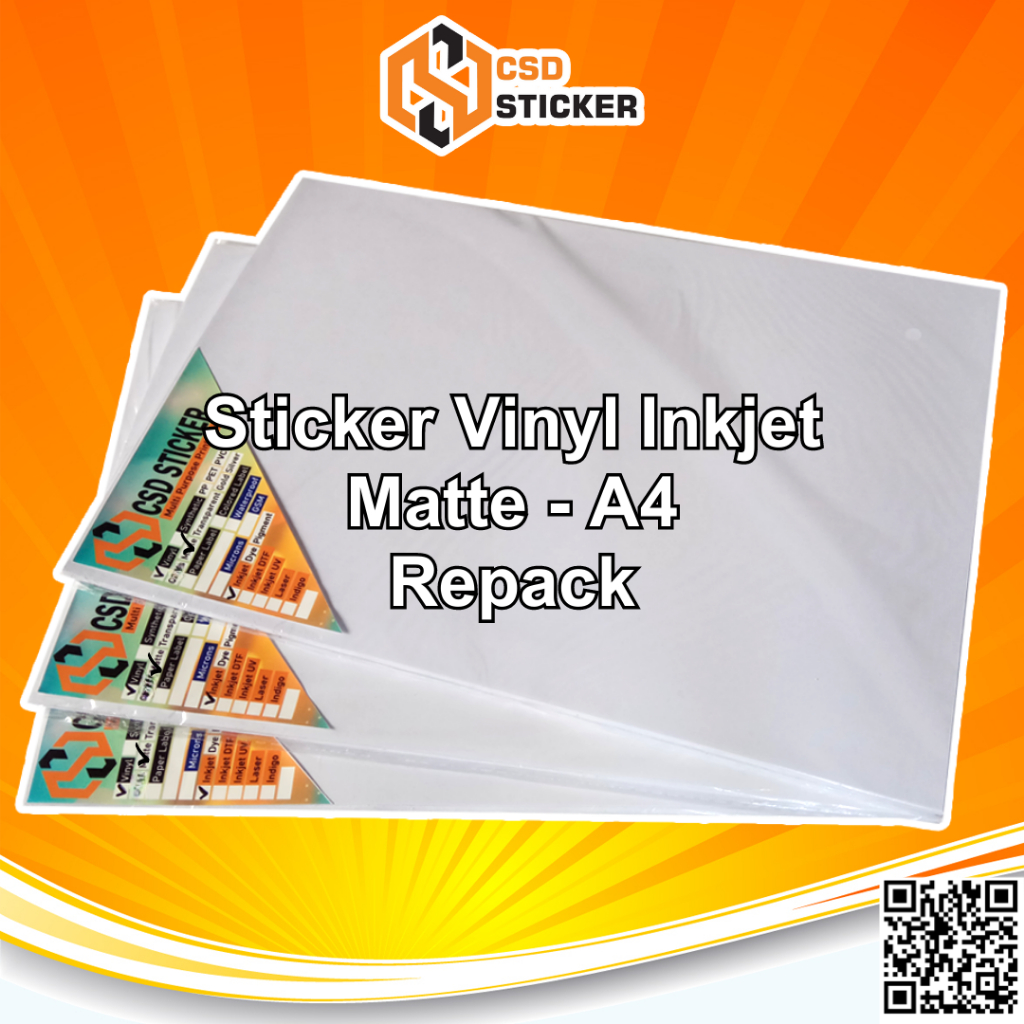 

Repack 20 - Sticker Vinyl Inkjet Putih Matte A4 / Matt / Doff Waterproof Stiker Plastik Tidak mudah Sobek