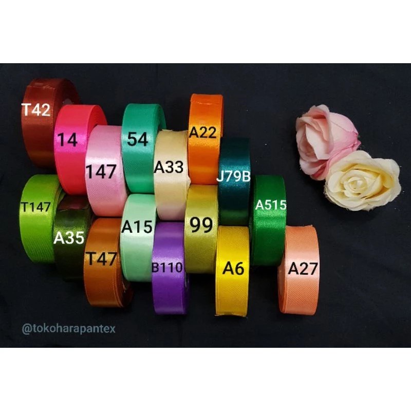 

Pita Satin Tw / Pita Kain / Pita Bunga Buket / Silk Ribbon 2,5cm ROLL 20 yard
