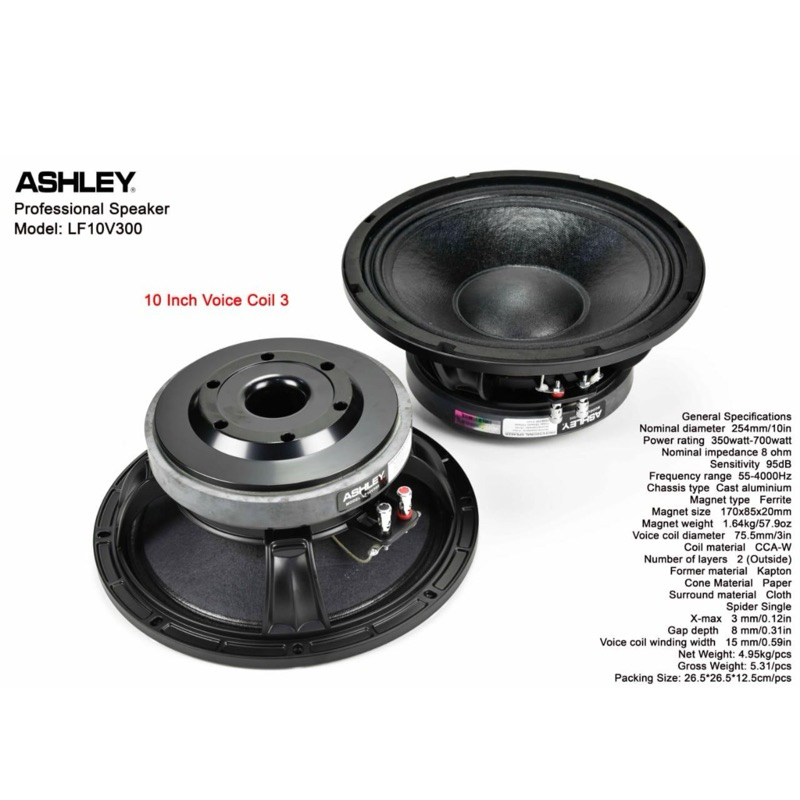 Speaker Ashley LF10V300 Original komponen ashley lf10v300 10inch