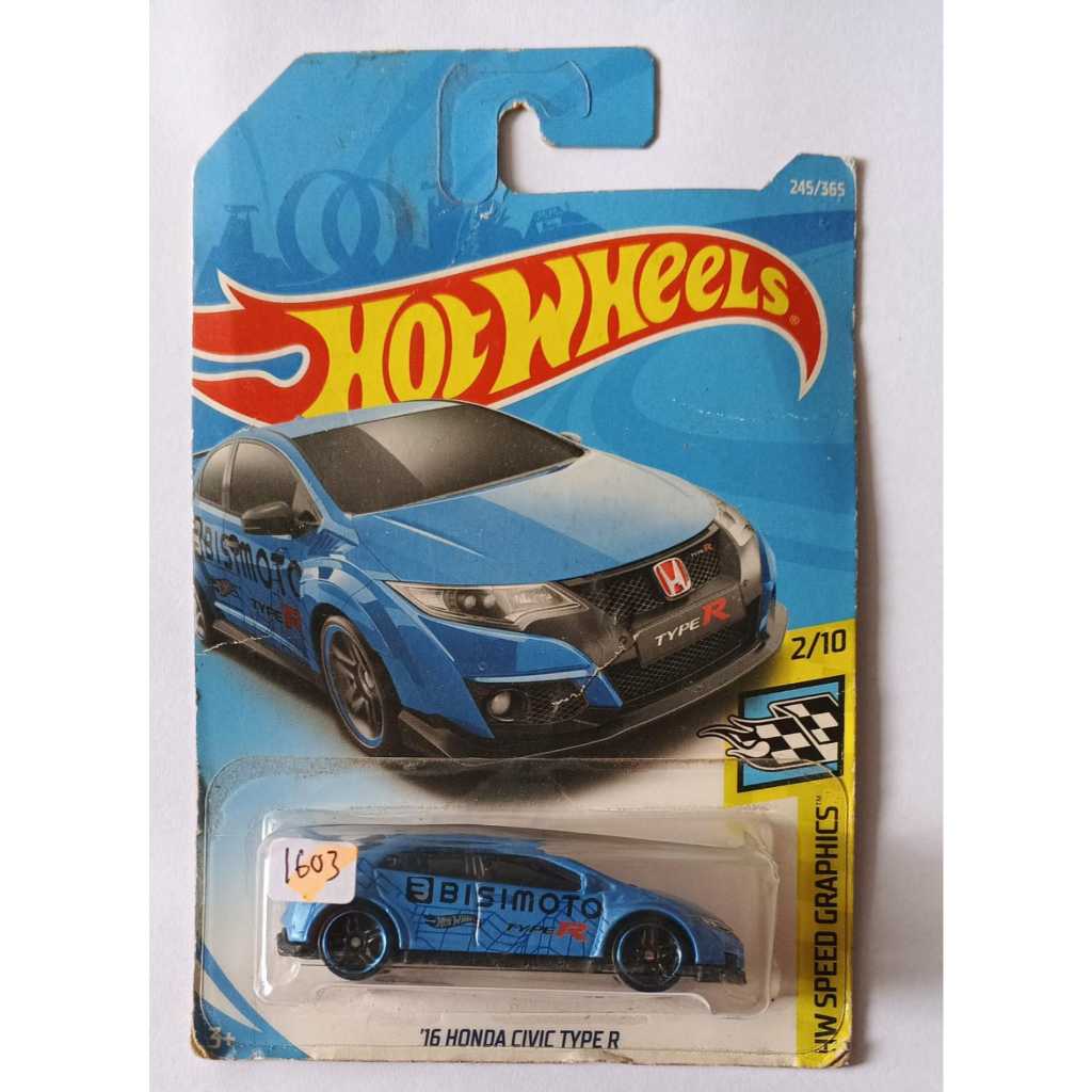 Hot Wheels - 16 Honda Civic Type R Blue HW Speed Graphics Bisimoto Broken Card