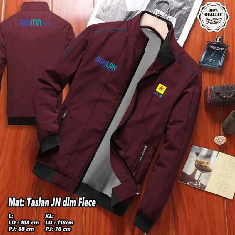 JAKET CUSTOM AKHLAK BUMN PLN TERBARU FREE REQUEST NAMA LOGO KOMUNITAS ORGANISASI INSTANSI PEMERINTAH
