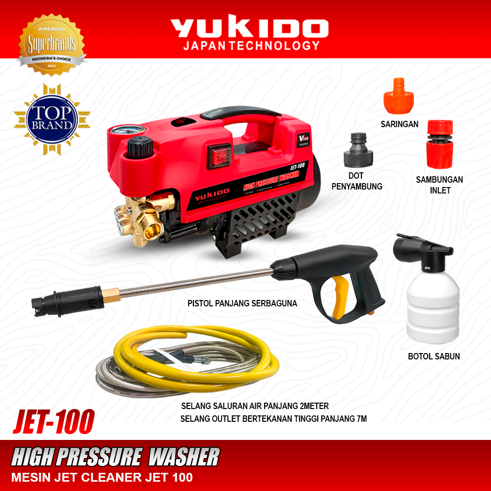 TERMURAH YUKIDO Mesin Steam Cuci Motor Mobil Tekanan Tinggi / YUKIDO High Pressure Washer Jet - 100