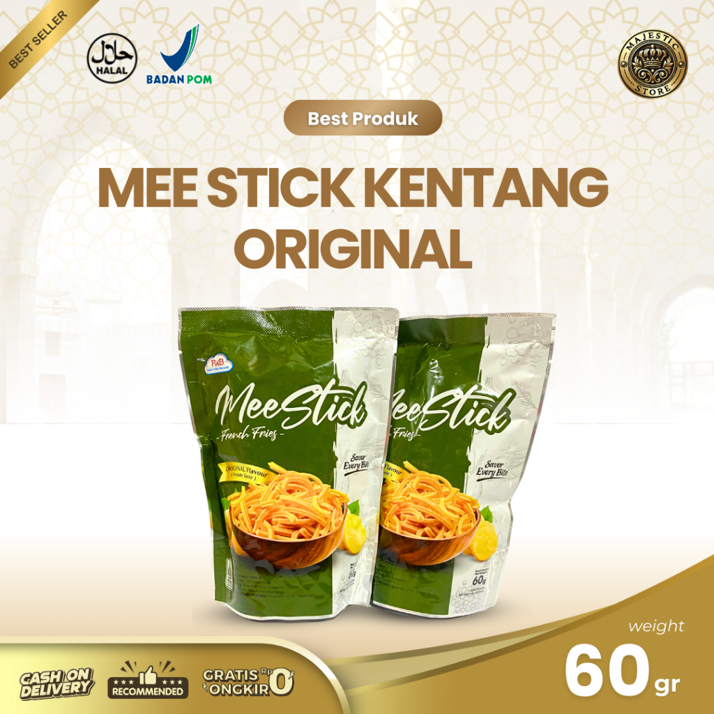 

Mee Stick French Fries Original Flavour 60gr | snack kentang | Halal Bersertifikat | Makanan Ringan Cemilan
