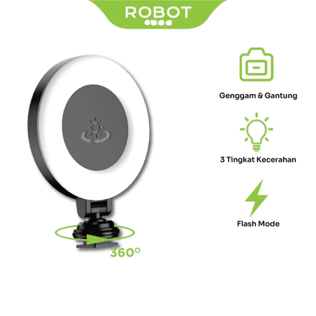 ROBOT RFL02 Lampu Selfie/Ring Light With 3 Mode And Brightness