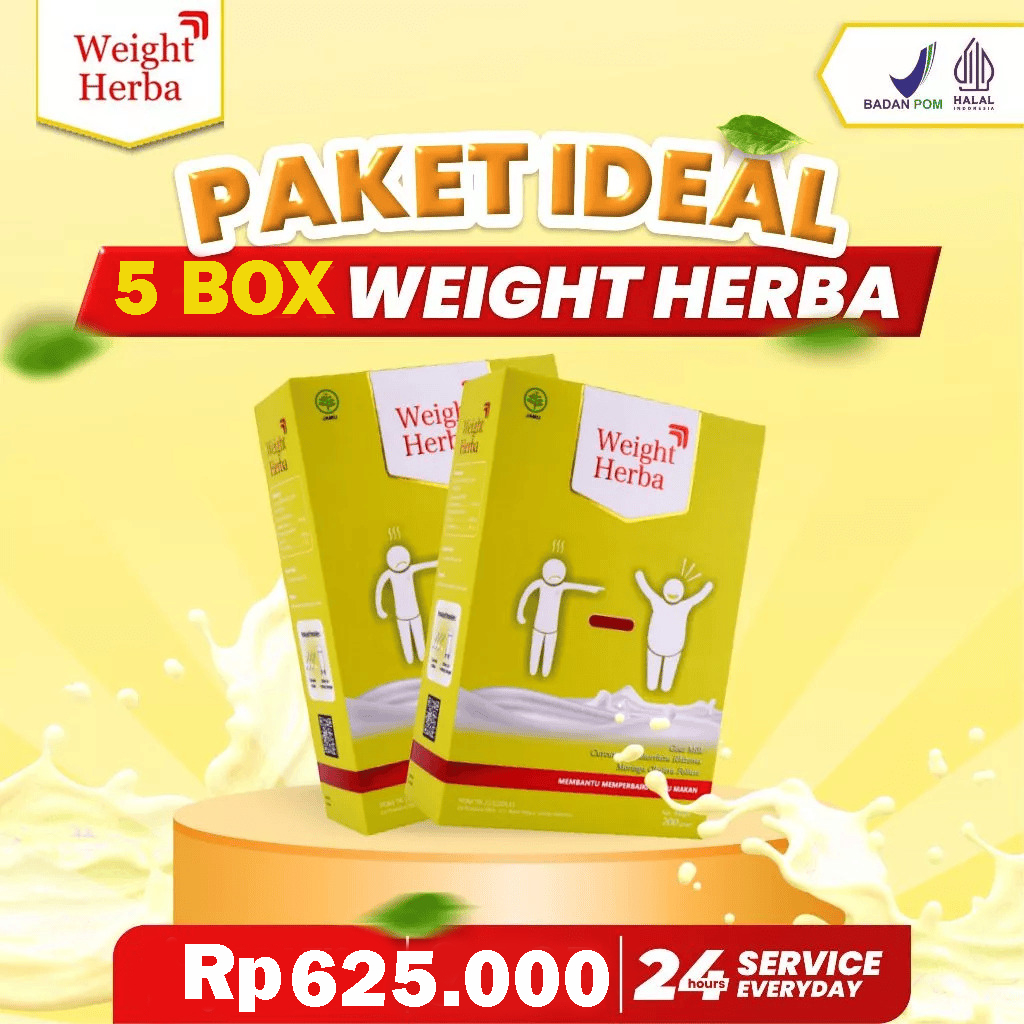 

Paket 5 Box Susu Weight Herba: Membantu Anda Mencapai Berat Badan Ideal Isi 200 Gram