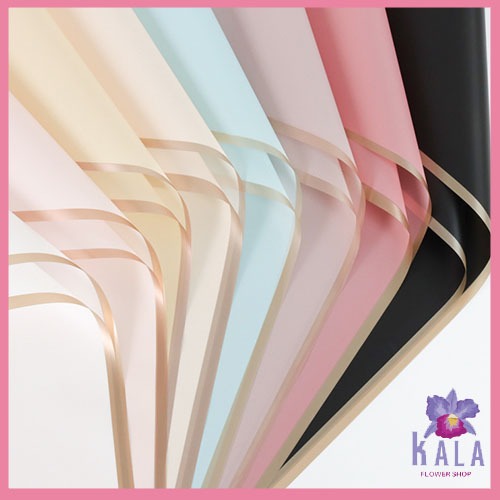 

20 Lembar Kertas Buket Gold Line Transparant Color Cellophane Flower Wrapping KB10