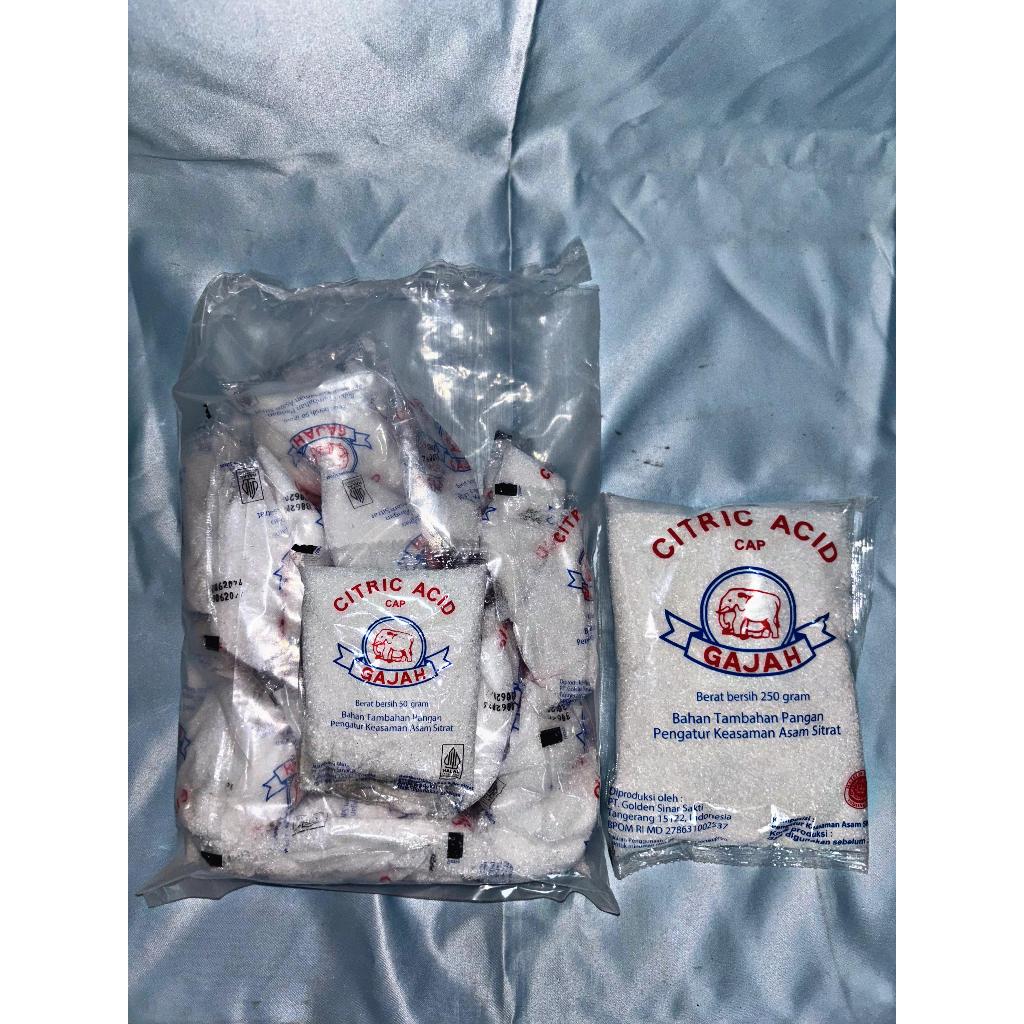 

CITRIC ACID/SITRUN CAP GAJAH ISI (50 GR X 20 SACHET) & (250 GRAM).