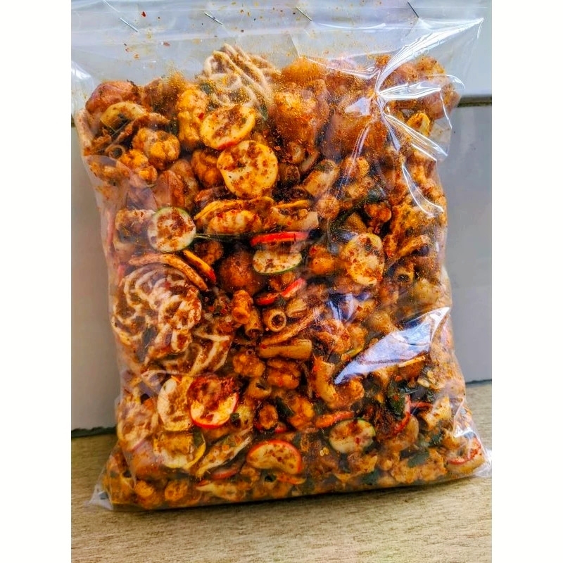 

KERUPUK CAMPUR MIX SEBLAK BANTET PEDAS DAUN JERUK VARIAN ORIGINAL PEDAS DAN XTRA PEDAS BERAT 250GR