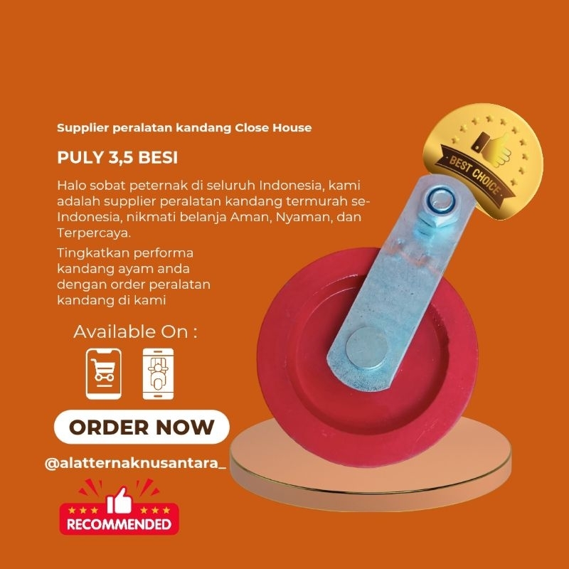 pulley puly puli pully pulli besi 3,5 nylon penggerak otomatis besar kecil kandang ayam petelur