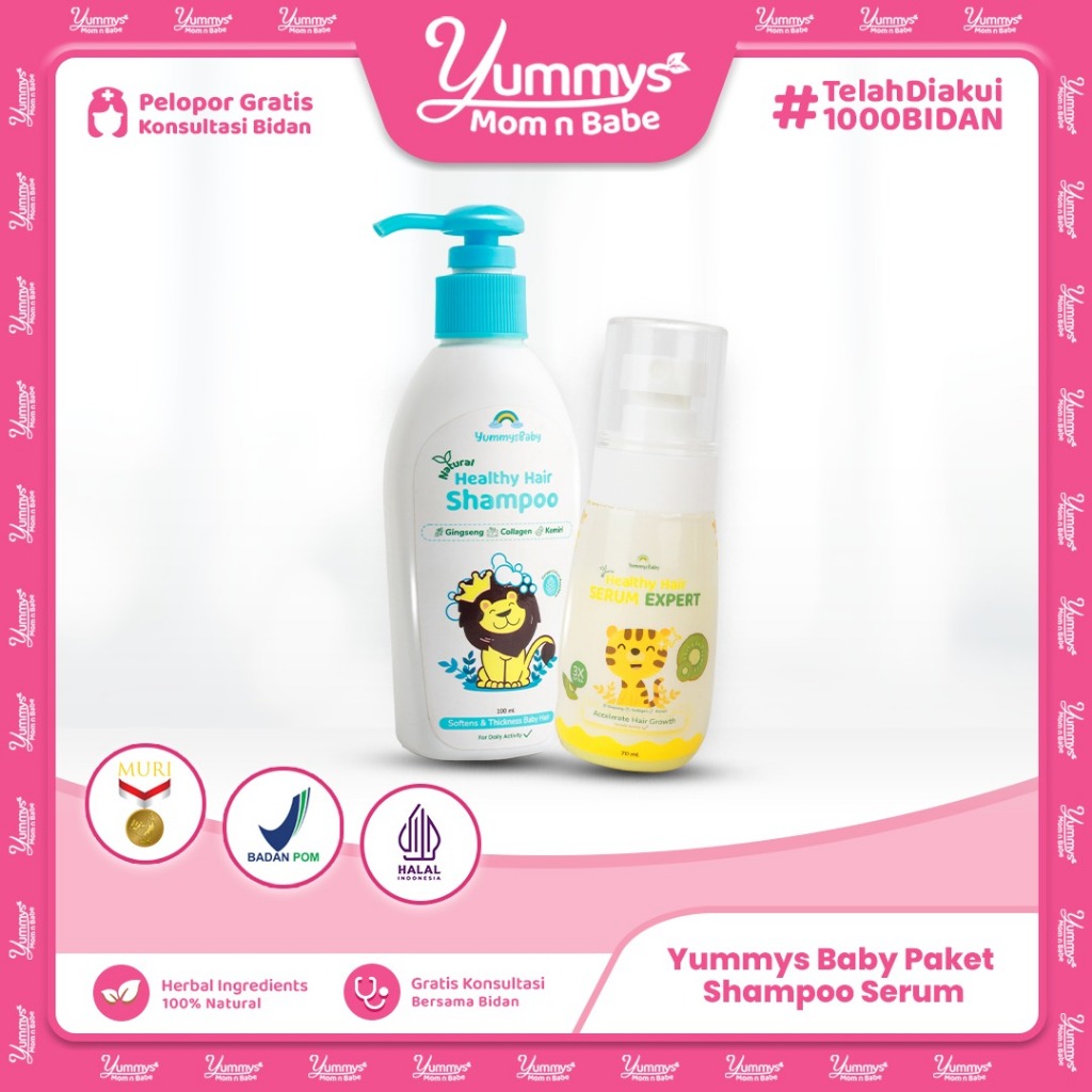 YummysBaby Shampoo & Serum Penumbuh Rambut Anak | Bantu Rambut Lebat Sehat dengan Optimal