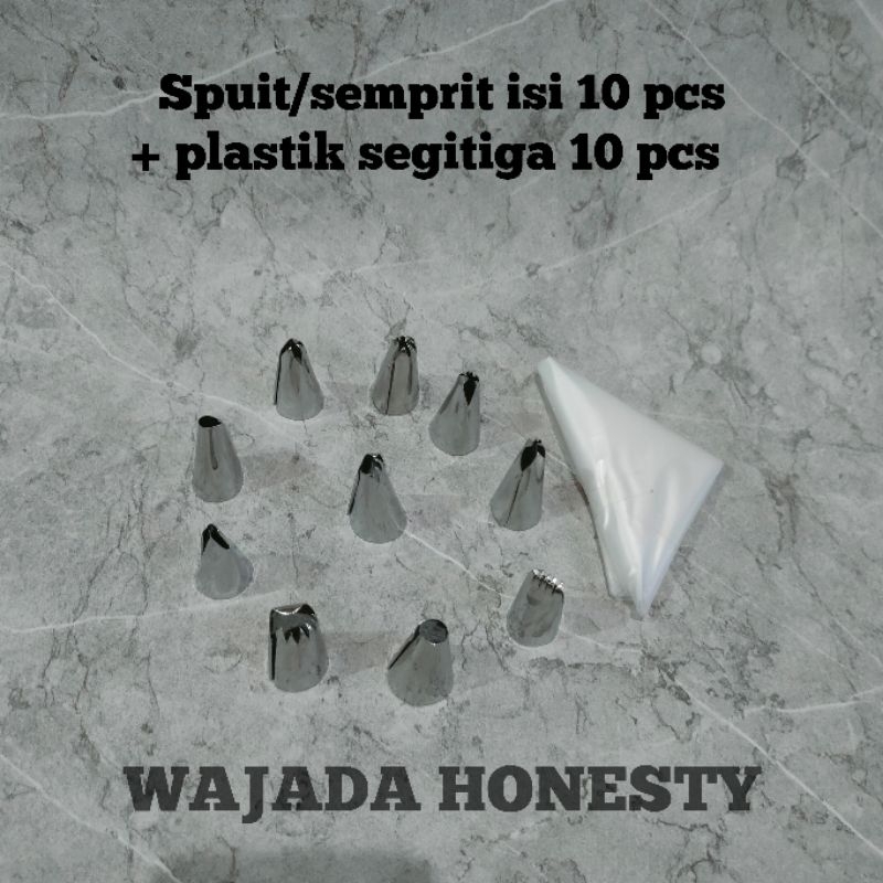1 Set 10 Pcs Spuit Kue + 10 Pcs Plastik Segitiga Spuit Kue Set Spuit Kue Tart Spuit Kue Kering