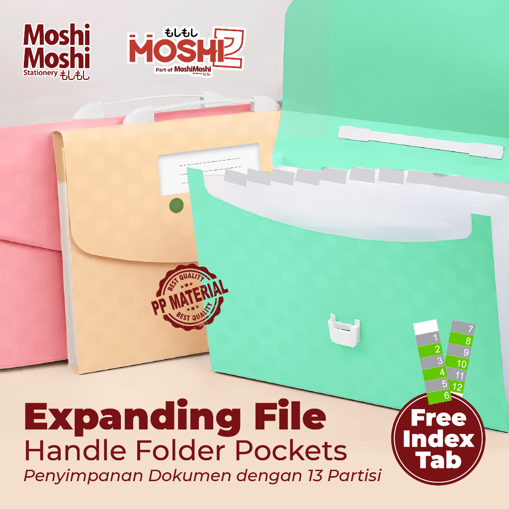 

Expanding File Bag Color 13 Pockets A4 Moshi Map Harmonika Ekspansi Dokumen Slot Partisi Free Index