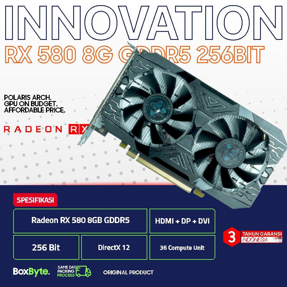 VGA RADEON RX 580 8GB GDDR5 256 BIT / VGA RX 580 8GB Innovation
