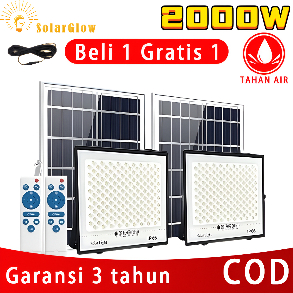 【Beli 1 Gratis 1】lampu tenaga surya outdoor lampu panel surya 20000 Lumen lampu tenaga surya otomati