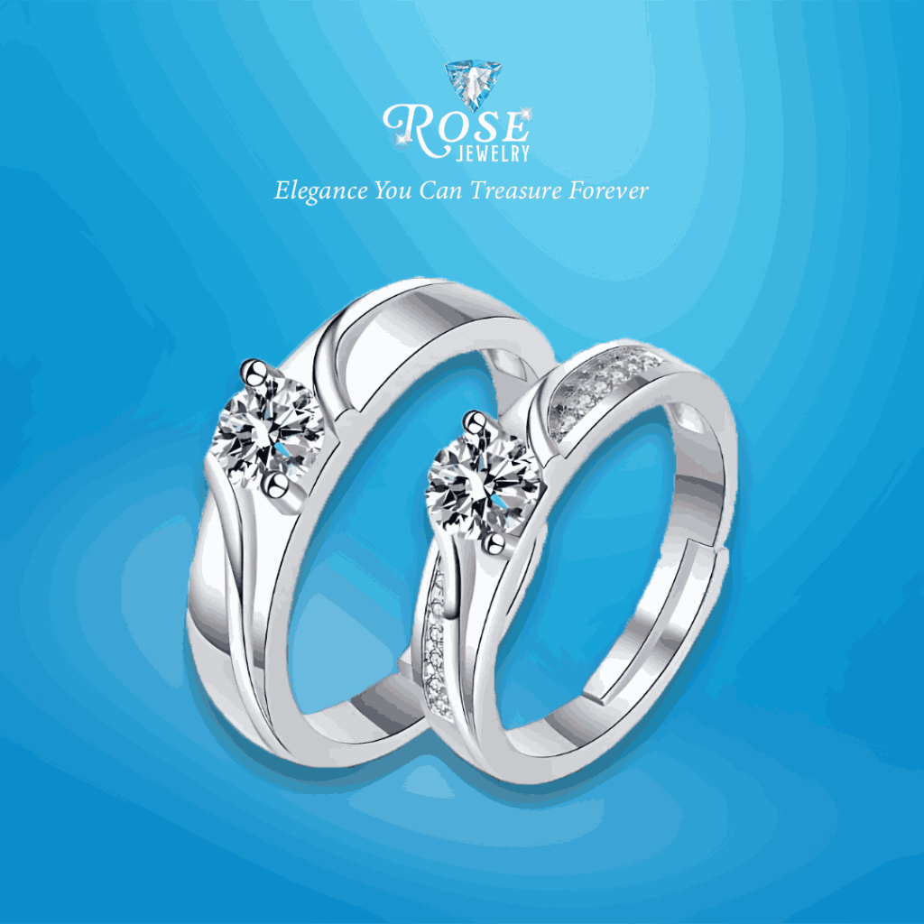 [080A] Cincin couple simpel cewek dan pria ukuran adjustable cincin serut permata kecil