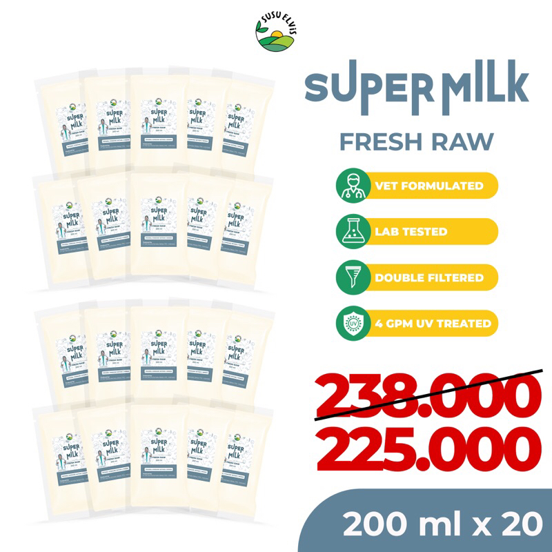 

Susu Elvis - Susu Kambing Anjing Kucing Natural - Goat Milk - Dog Cat Pet Milk - Fresh Raw Paket 200 ml - Paket 20