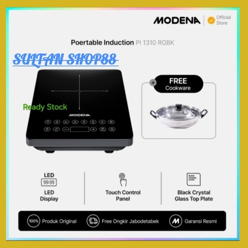MODENA KOMPOR INDUKSI 1 TUNGKU PI1310RGBK I KOMPOR INDUKSI MODENA PI1310RGBK HEMAT LISTRIK 200-1600 