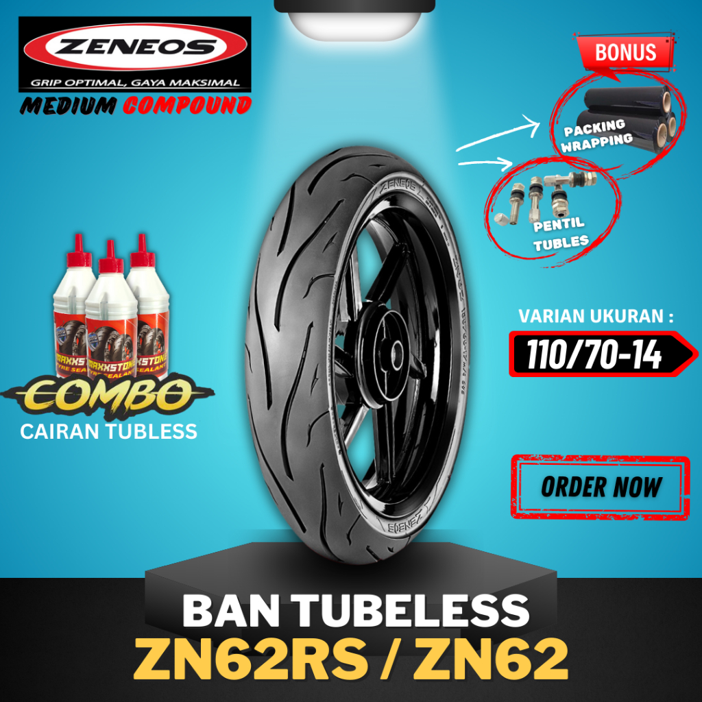 .[READY COD] BAN ZENEOS ZN62RS / ZN62 RING 14 110/70-14 / BAN TUBELESS ZENEOS RING 14 /  BAN MOTOR M