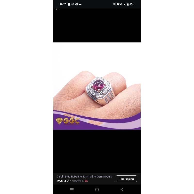 Cincin Batu Rubellite Tourmaline Gem Id Card