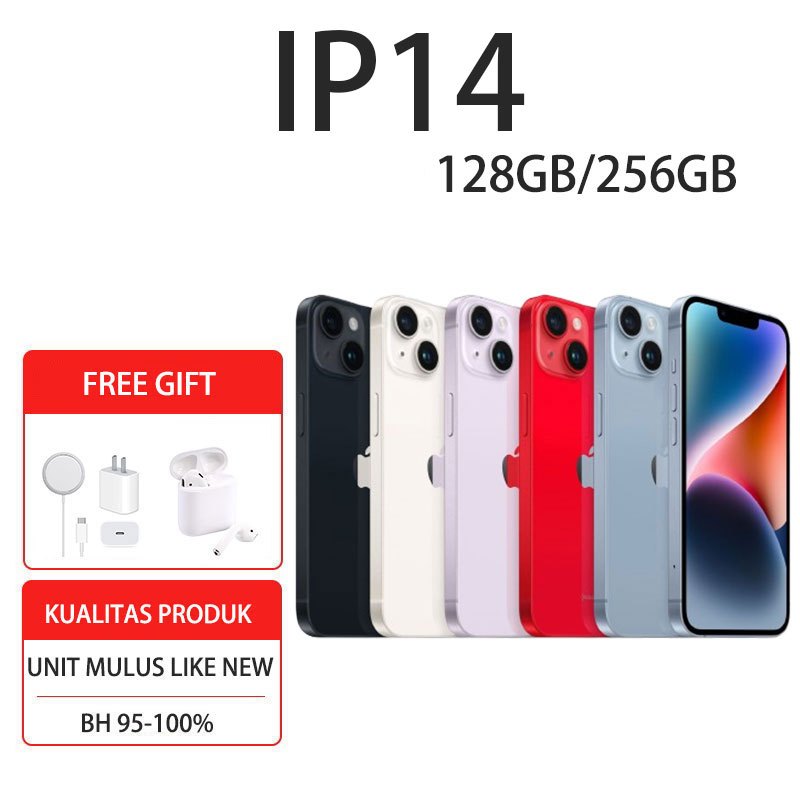 HP 14 IPHONE14128GB/256GBi LIKE NEW HP14 Second BEKAS ORIGINAL 100% MULUS NORMAL FULLSET IP14
