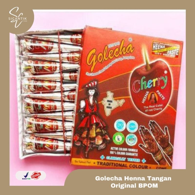 GOLECHA HENNA TANGAN ORIGINAL | HENNA WARNA MAROON CHERY RED HALAL | HENNA TATO BPOM