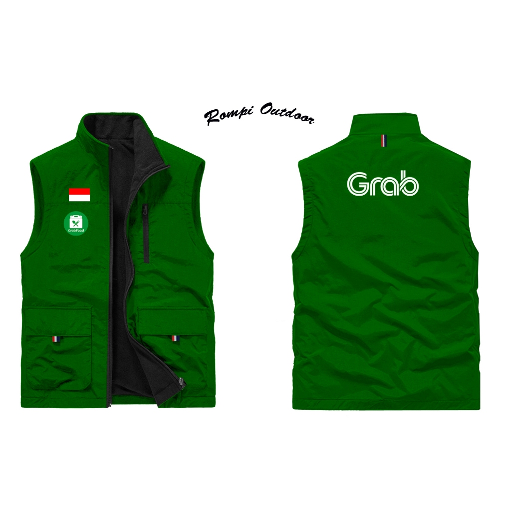 Rompi Vest Grab | Rompi Motor | Jaket Rompi Ojol Hijau | Vest Ojol Grab | Rompi Tactical | Rompi Out