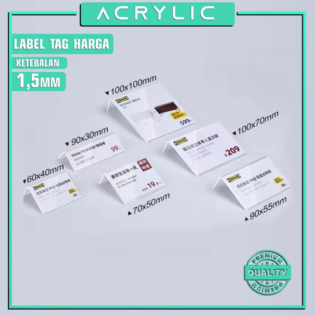 

Acrylic Holder Product Price Tag Stand Label Nama Tag Card Slip Minimarket Label Display Harga C4