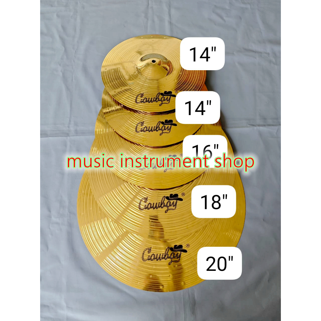 Simbal drum kuningan 14 16 18 20 inci tipe splash ride crash lengkap tas