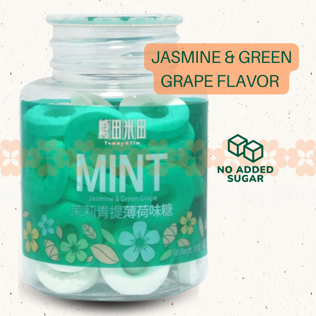 Tommy And Tim Jasmine & Green Grape Flavor Sugar Free Mint Table Candy 45gr | Permen Import