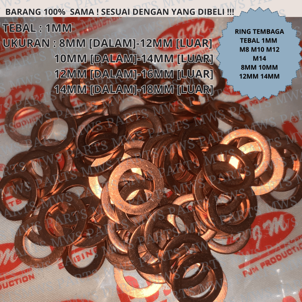 RING TEMBAGA ORING RING COPPER FLAT PLATE SEAL SIL PLAT RING SERBAGUNA TEMBAGA RING UNTUK BAUT TEBAL