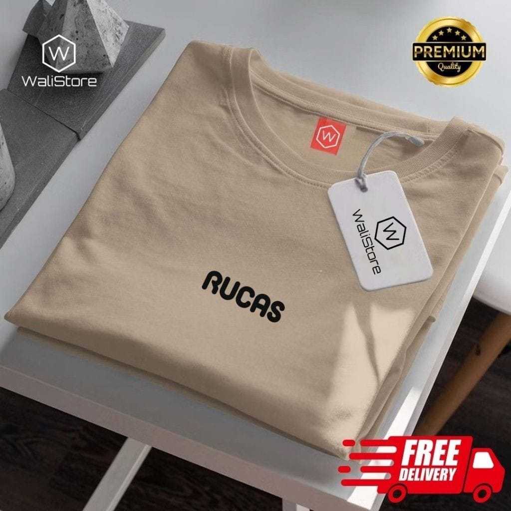 Kaos Rucas Logo Kecil Beige/ Tshirt Rucas Little Logo / Baju Kaos Sablon Rucas S.M.L-XXL - Kaos Ruca