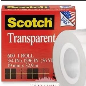 3M Scotch Transparent tape 600/Isolasi Bening Kantor dispenser