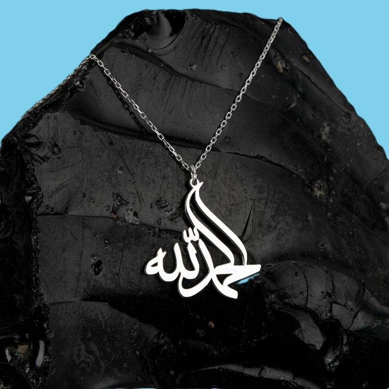Kalung Arab Custom – Desain Tulisan Alhamdulillah Lapis Emas 24K